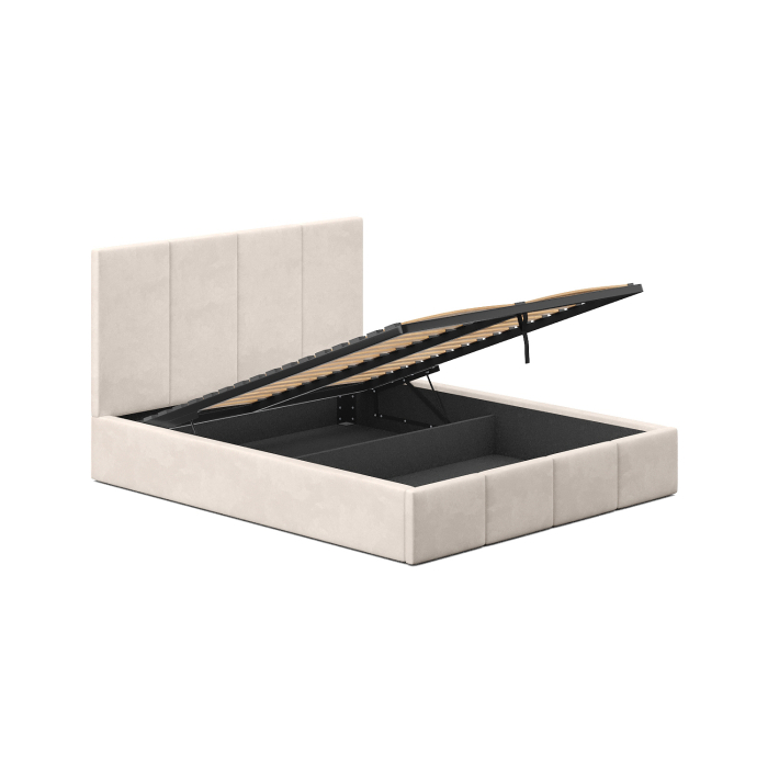 Stoffbett Creme modern für Erwachsene